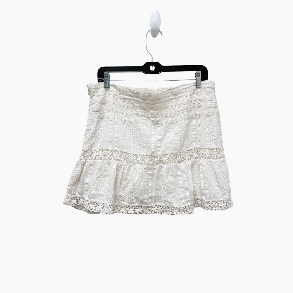 LoveShackFancy Ruffled Mini Skirt in Ivory White Women’s Size‎ Large - Picture 9 of 9